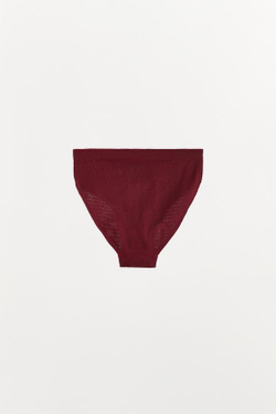 ZARA БЕСШОВНЫЕ КРУЖЕВНЫЕ ТРУСЫ, ГРАНАТОВЫЙ