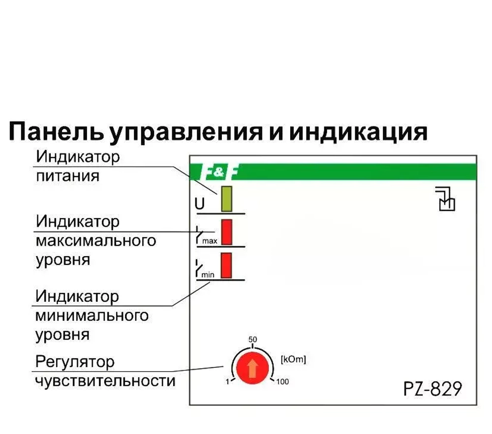 Реле контроля уровня жидкости PZ-829 без датчиков, двухуровневое 2х16А 2NO/NC