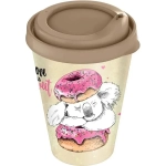 Стакан IZI-GO с крышкой 420 мл с декором (бежевый)