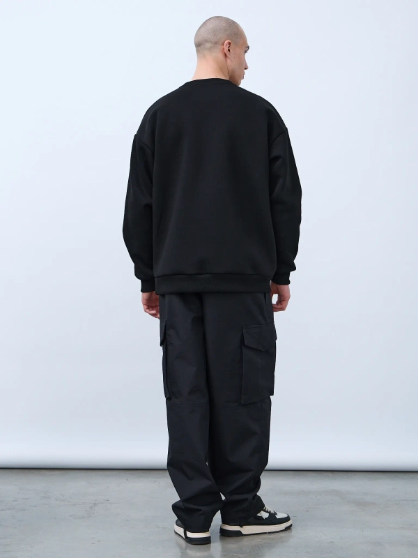 Свитшот оверсайз, с начесом (черный)