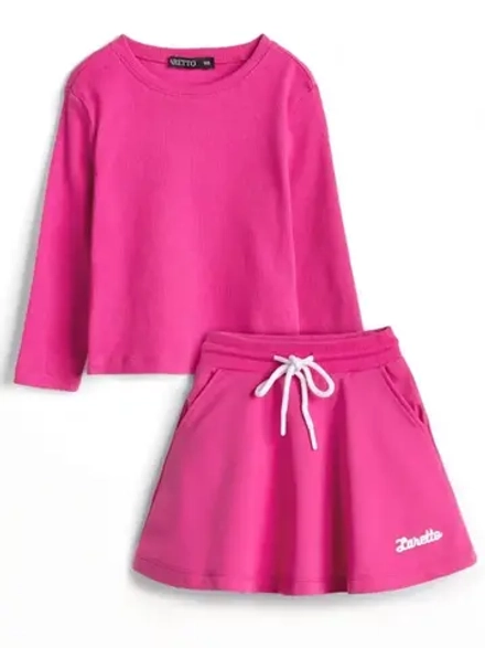 Костюм трикотажный демисезонный, лонгслив и юбка