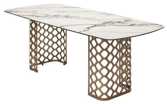 Стол CHIAVARI 220 KL-188 Контрастный мрамор матовый, итальянская керамика/шампань