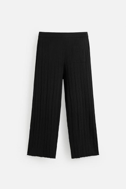 ZARA БРЮКИ ИЗ РЕЛЬЕФНОГО ТРИКОТАЖА, ЧЕРНЫЙ