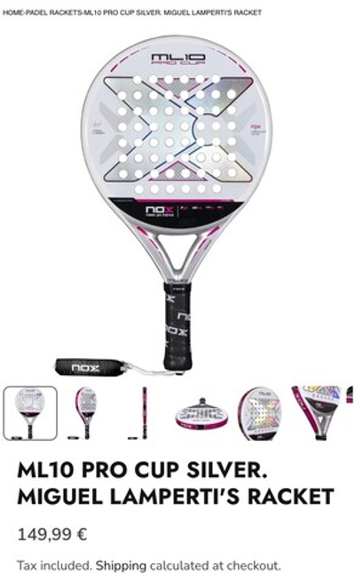 NOX, CS, PALA ML10 PRO CUP LIGHT SILVER BY MIGUEL LAMPERTI RACKET, Padel Racket