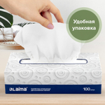 Салфетки косметические 100 штук в картонном боксе 2-слойные LAIMA/ЛАЙМА 20х20 см (10 штук в упаковке)