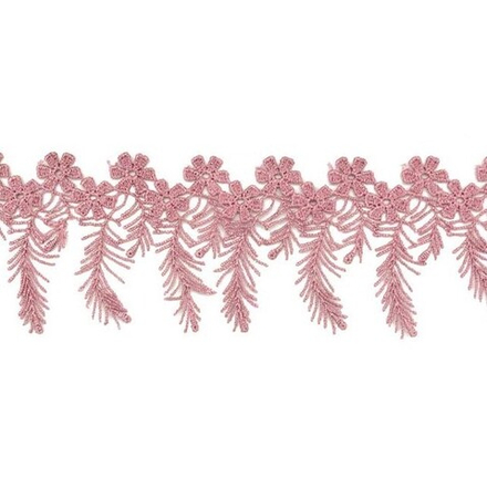 3AR888 Кружево гипюр с подвесками 6,5см*13,72м (5315 пыльная роза)