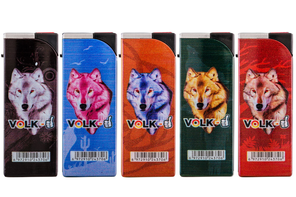 Зажигалки Турбо VOLK  (v-023)- метал джет пламя откидные(25шт*40бл)