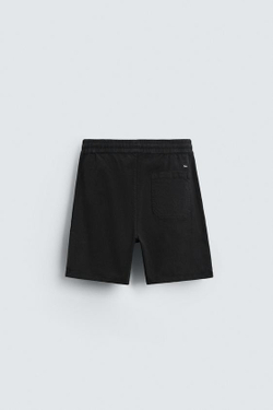 ZARA ШОРТЫ ИЗ ТВИЛА RELAXED FIT, ЧЕРНЫЙ