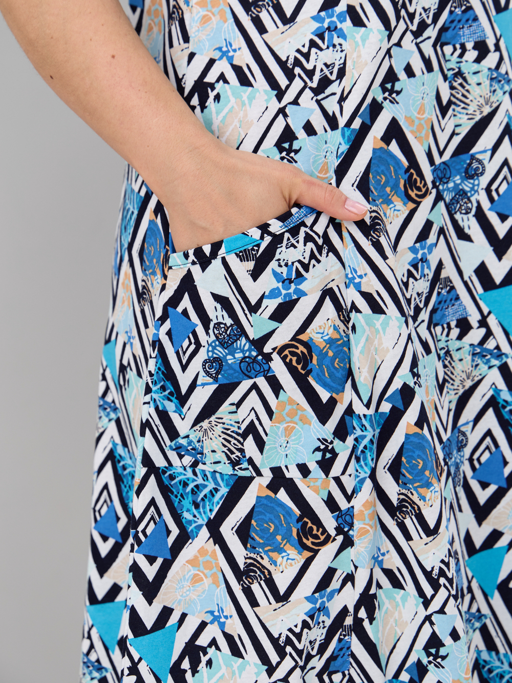 Платье П-012/треугольники-голубые