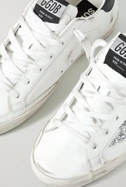 Кеды Golden Goose 'Superstar' Distressed glittered leather sneakers