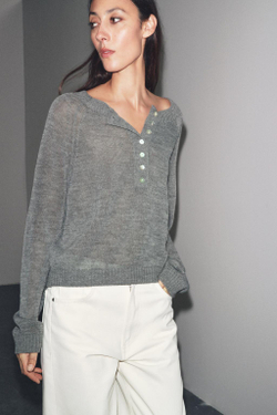 ZARA ВЯЗАНЫЙ ДЖЕМПЕР "ПАНАДЕРÓ", СЕРЫЙ МЕЛАНЖ