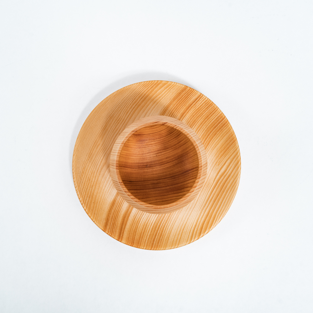 Деревянная текстурированная чайная пара (блюдце с чашкой) серии "Меренга" из сибирской сосны NC29