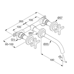 Смеситель для раковины Kludi Nova Fonte Classic на 3 отверстия, Хром (201440520)