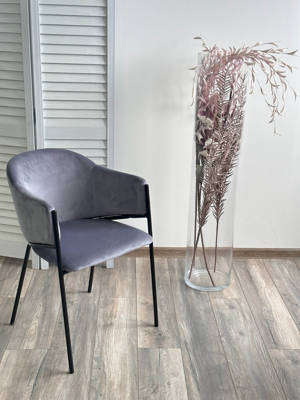 Стул М-City DISAUR Дилл, H-14 Серый, Велюр, Черный каркас