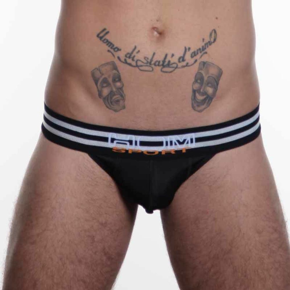 Мужские трусы танга черные HOM Sports Color Therapy Tanga Brief Black