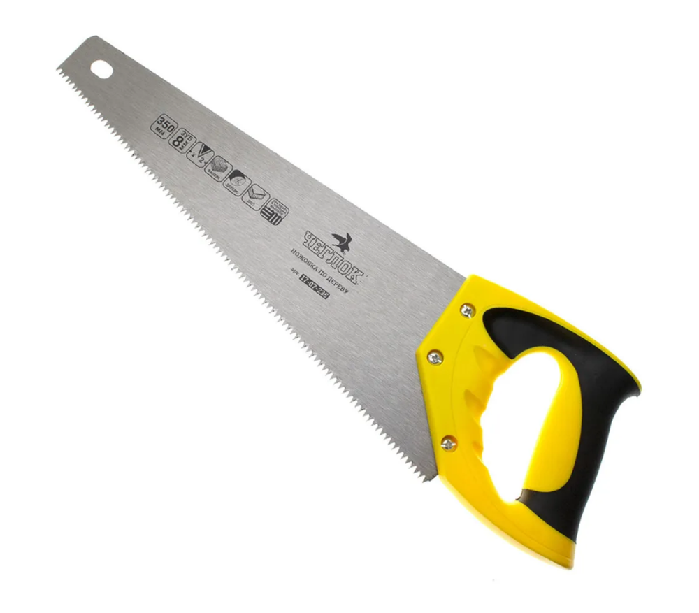 Ножовка по дереву 350мм 8TPI (средний зуб), 2D заточка, ЧЕГЛОК (6/60)
