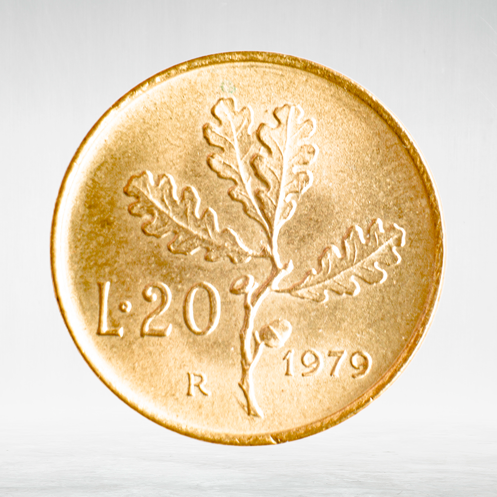 Italy 20 Lire 1979 R "Oak Branch", AU