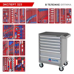 МАСТАК (52-07323G) Набор инструментов "ЭКСПЕРТ" в серой тележке, 323 предмета