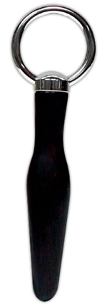 Анальный массажер с серебристой ручкой-кольцом - 10,5 см. (Цвет: черный)