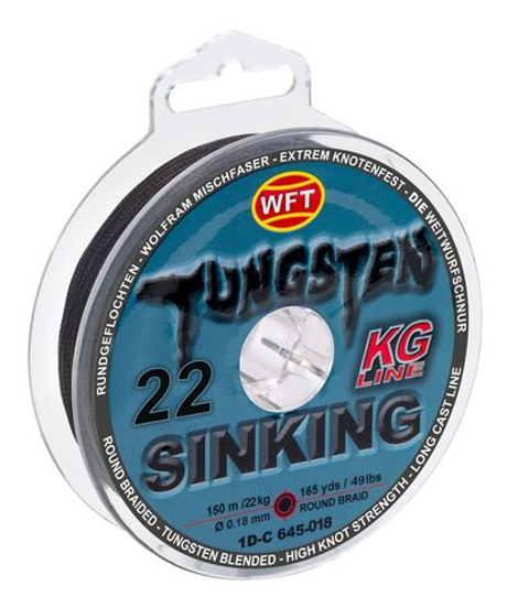 Леска плетёная WFT KG TUNGSTEN SINKING Black 150 м, 0.18 мм