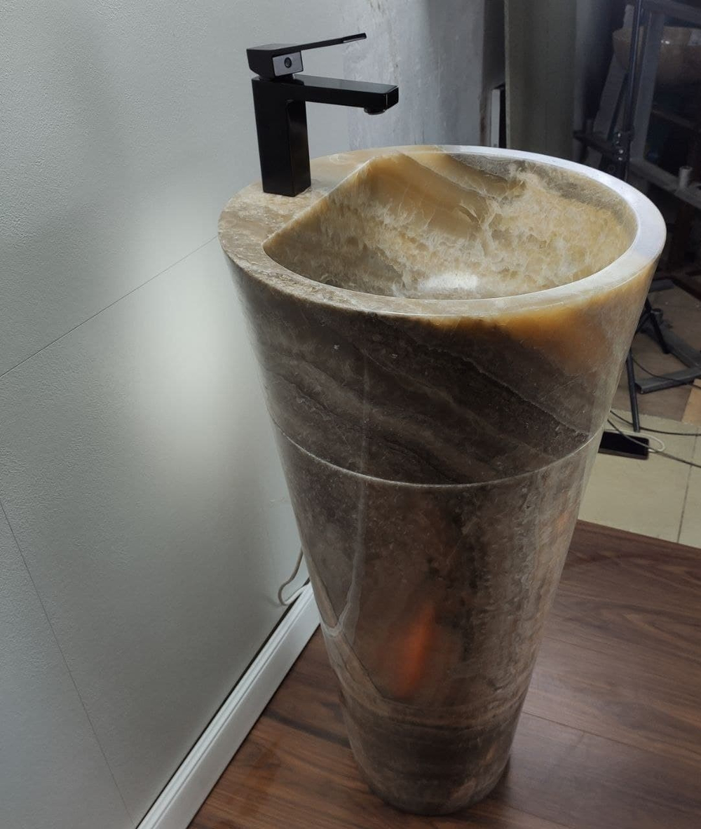 Раковина напольная из оникса Grey ON-01365 (45*45*90 см)