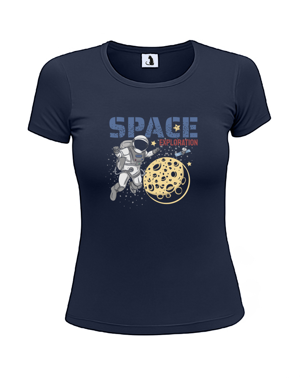 Футболка Space exploration женская приталенная темно-синяя