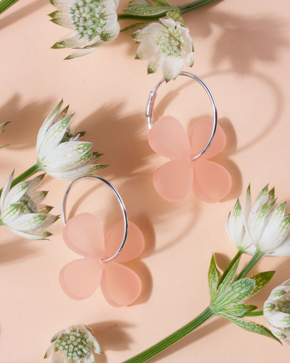 Cерьги Hoops Flowers Peach