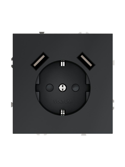 Розетка 1-м СП S70 16А с USB A+A с заземл. защ. шторки механизм графит Voltum VLS040407