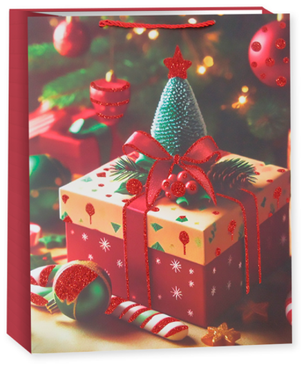 Пакет подарочный, Время подарков, Дизайн №3, с блестками, 41*31*12 см, 1 шт.