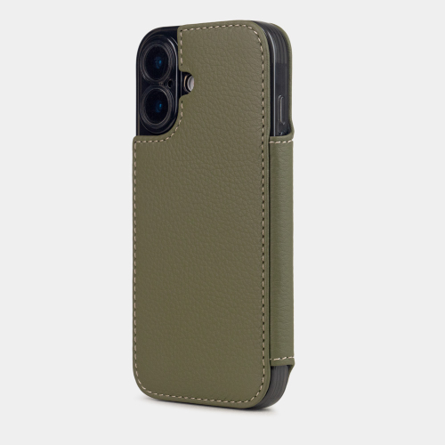 Чехол-книжка для iPhone 17 - кожа теленка, зеленый
