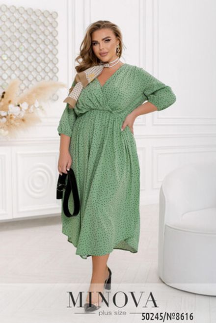 Платье 8616-оливка горошек Minova Фото 2