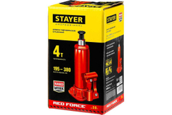 Гидравлический бутылочный домкрат STAYER RED FORCE, 4т, 195-380 мм, 43160-4 43160-4_z01