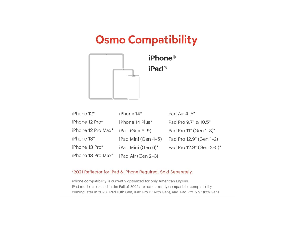 Osmo — Стартовый набор Genius для iPad и iPhone — 5 обучающих игр — возраст 6–10 лет — математика, правописание, творчество и многое другое — игрушки STEM в подарок для детей, мальчиков и девочек — возраст 6, 7, 8, 9, 10 лет (база Osmo включена)