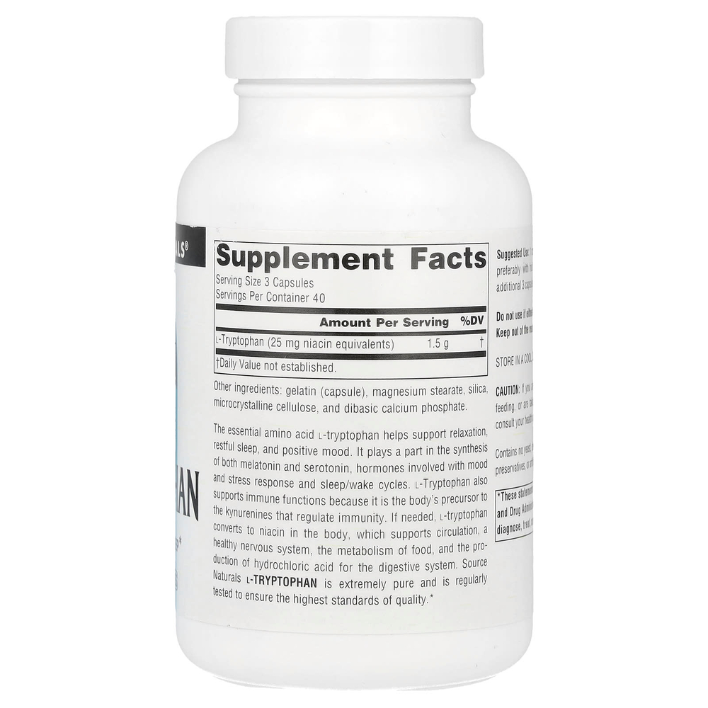 Source Naturals, L-триптофан, 500 мг, 120 капсул
