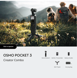 Экшн-камера DJI Osmo Pocket 3 Creator Combo, черная, с 4K видео, стабилизацией и аксессуарами для контента.