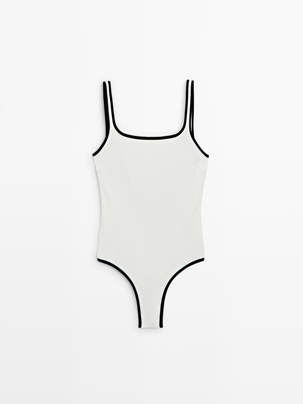 Massimo Dutti Комбинированный купальник из рельефной ткани, белый