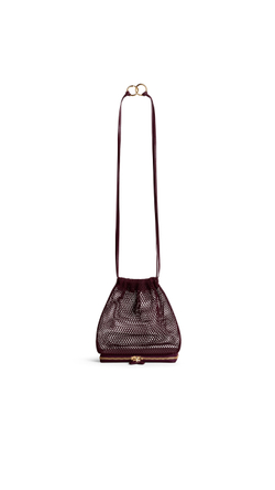 ALAÏA СУМКА LE POCHON В СЕТОЧКУ, ГРАНАТОВО-КРАСНЫЙ