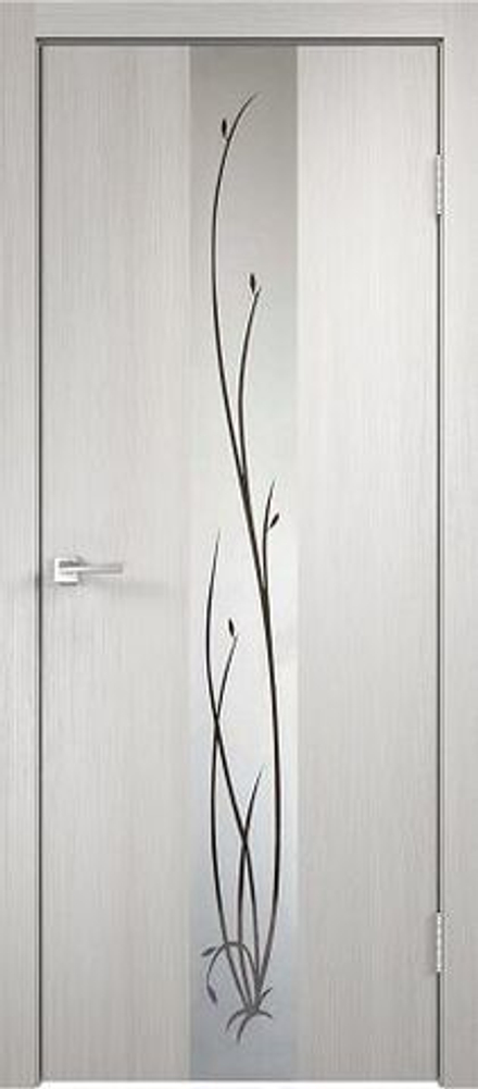 Межкомнатная дверь Velldoris Smart Z2 PO Зеркало веточки серебро Дуб белый
