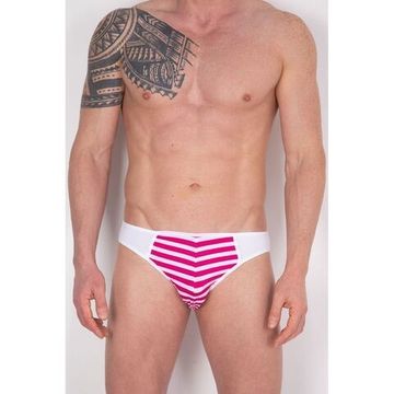 Мужские трусы слипы белые с розово-белой вставкой Cosmos Colors FM40_WP