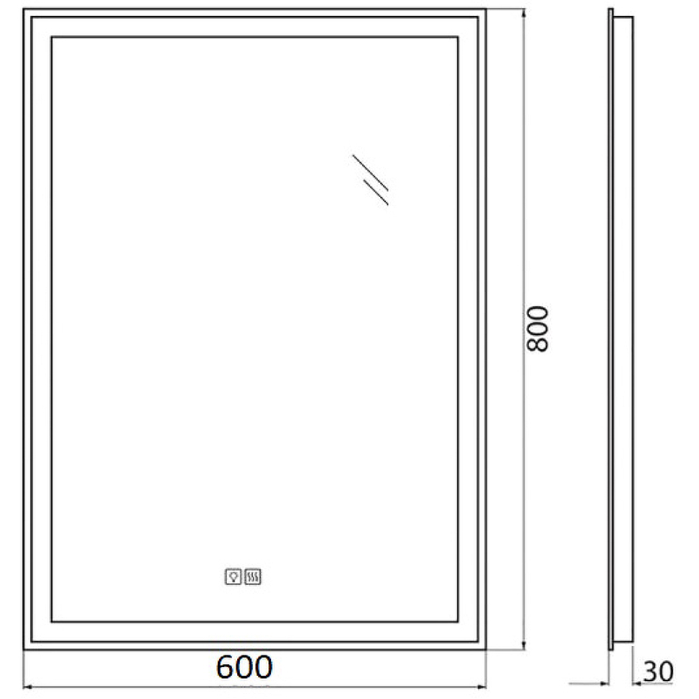 Зеркало BelBagno SPC-GRT-600-800-LED-TCH-WARM с подсветкой с подогревом с сенсорным выключателем