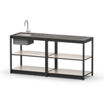 Уличная кухня Lounge C-101S, 1.8 м, дуб сонома/черный мрамор