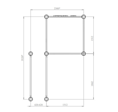 Спортивный комплекс №78, скалодром, турники, шведская стенка, брусья, 3520*2300*2700 мм., D=89 мм.