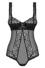Эффектное полупрозрачное боди с кружевом (Размер: XXL) (Цвет: черный)