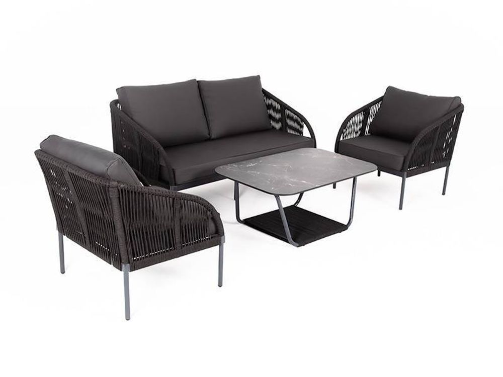 "Канны" лаунж-зона 4-местная плетеная из роупа (веревки), цвет темно-серый