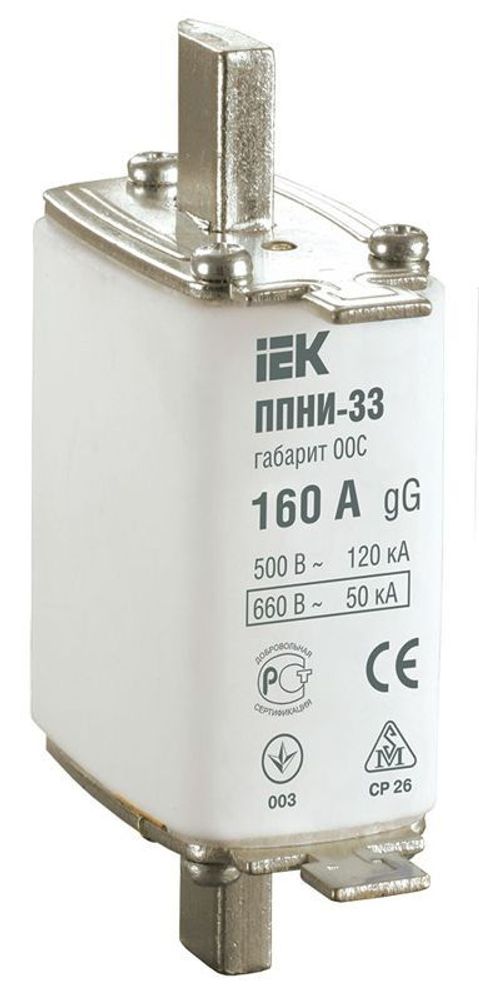 Вставка плавкая ППНИ-33 160А габарит 00С IEK DPP11-160 Вставка плавкая ППНИ-33 160А габарит 00С IEK DPP11-160