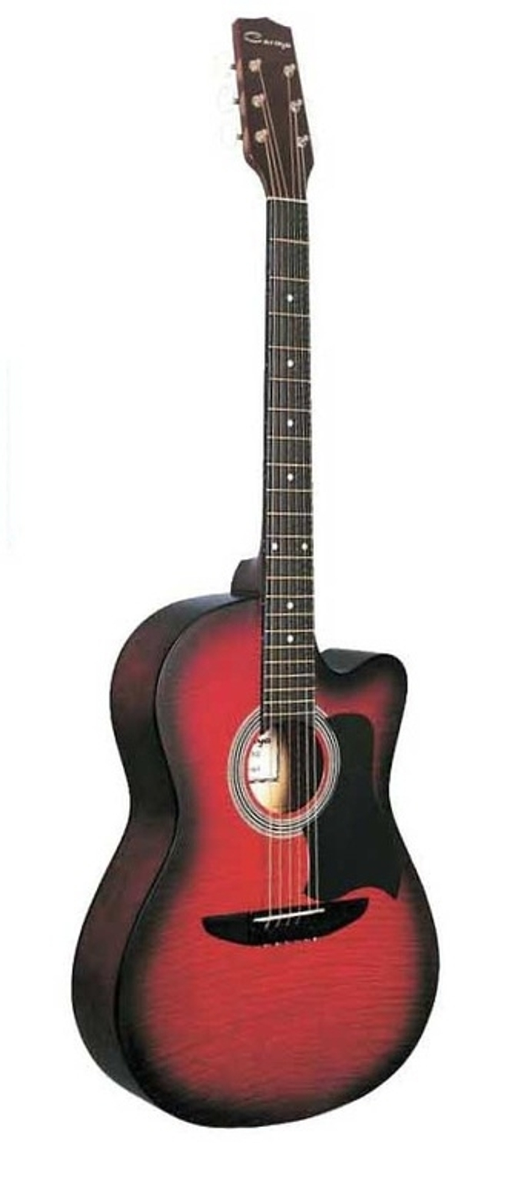 Caraya C901T-BS Акустическая гитара, корпус с вырезом. Размер: 39". Верхняя дека: липа. Задняя дека и обечайка: липа. Цвет: санберст.