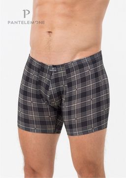 Трусы мужские боксеры удлинённые Pantelemone PMHL-1509, клетка серо-коричневая