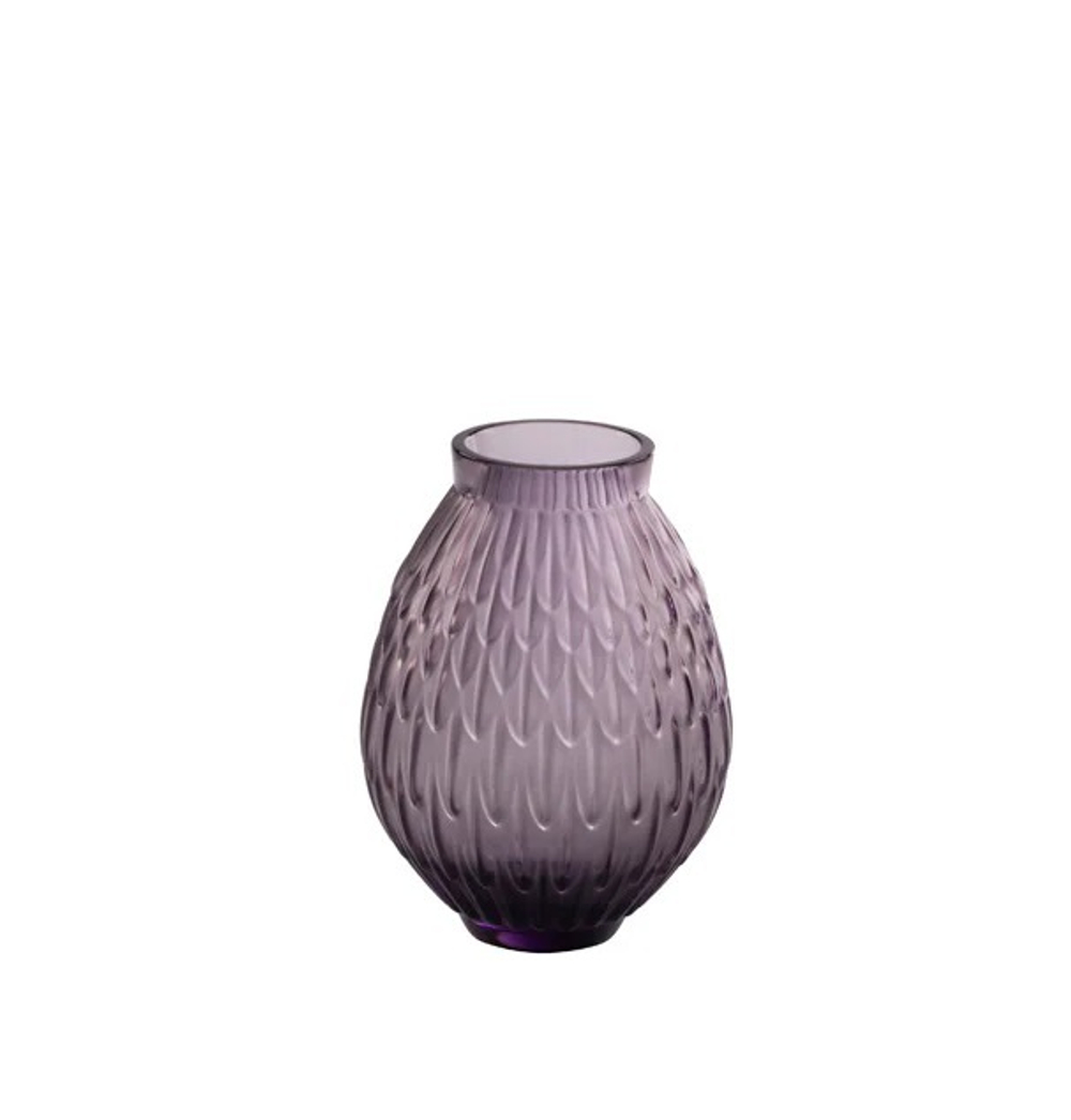 Ваза Lalique Plumes фиолетовая, 14.7 см