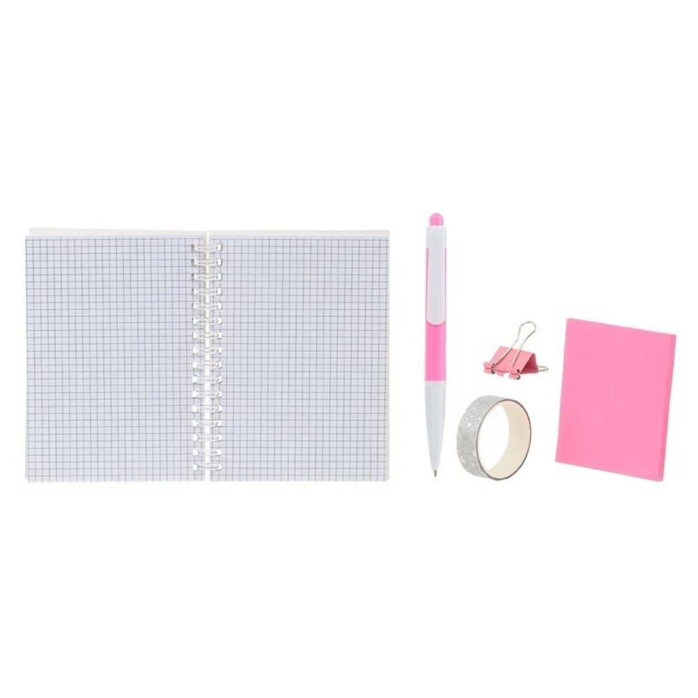 Канцелярский набор Basir с блокнотом, автоматической ручкой, скотчем, зажимом и блоком для записей, серия "Зайчики", ассорти