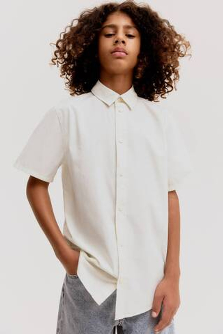 H&M Рубашка из хлопка с коротким рукавом, белый